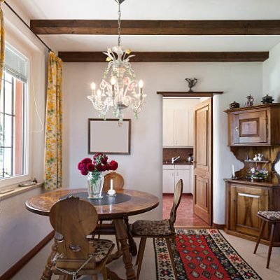 interior of old house, classic furniture, dining room view